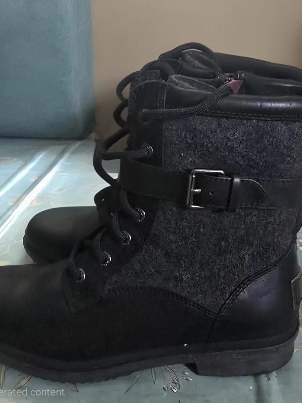 UGG Women's Black Lace-Up Side-Zip Winter Boots
